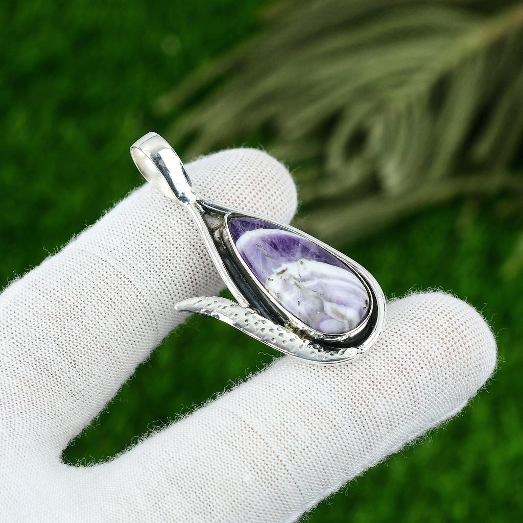 Свадебный подарок для нее Подвеска из серебра 925 пробы с натуральным аметистом шеврон