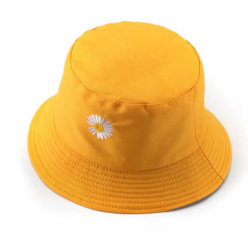 2020 NEW Women Bucket Fishing Hats Sunscreen Sun Cap Little Daisies Double-sided Wear Spring Lady F