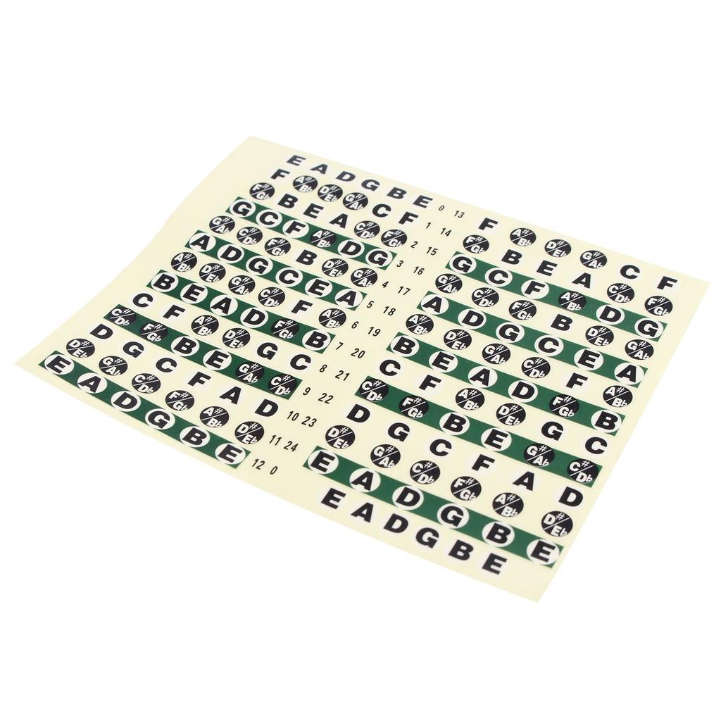 2 шт. Накладка на гриф гитары Наклейка на гриф гитары Названия нот для начинающих учеников Практика Подходит для акустической гитары Черный 6-струнный