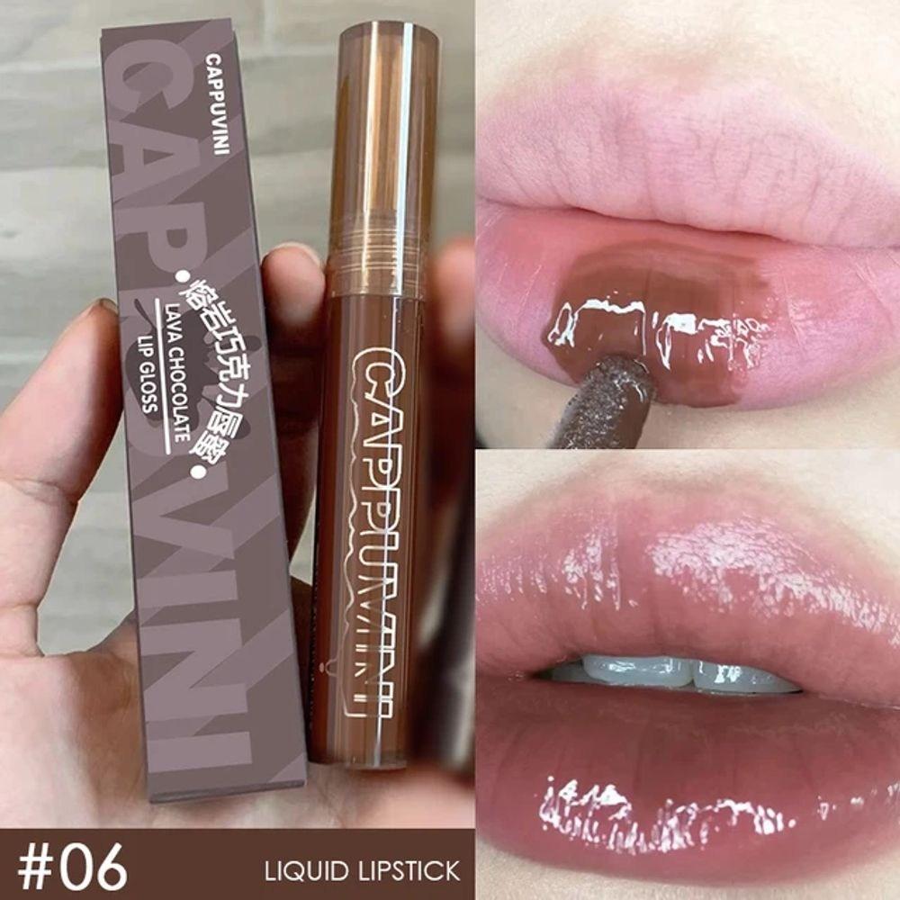 Lip Palette Black Tea Brown Lip Gloss Mirror Clear Glass Glaze Lava Chocolate Liquid Lipstick Nonstick Makeup Tint Cosmetics, 06, 1 Piece, 06 06