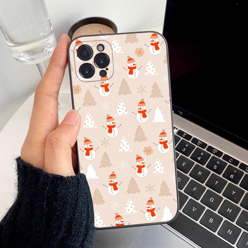 Рождественский Мультяшный Чехол на Телефон для Нового Года для iPhone 15 14 11 12 13 Mini Pro XS Max Чехол 6 7 8 Plus X XR SE 2020 Funda Shell