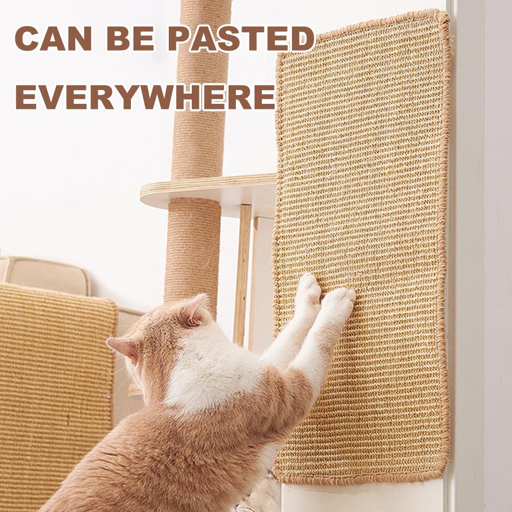 Cat Scratcher Mat with Sticky Tapes Sisal Fabric Cat Scratching Pad Cat Scratching Rug Wall Scratcher Protect Couch and Carpets