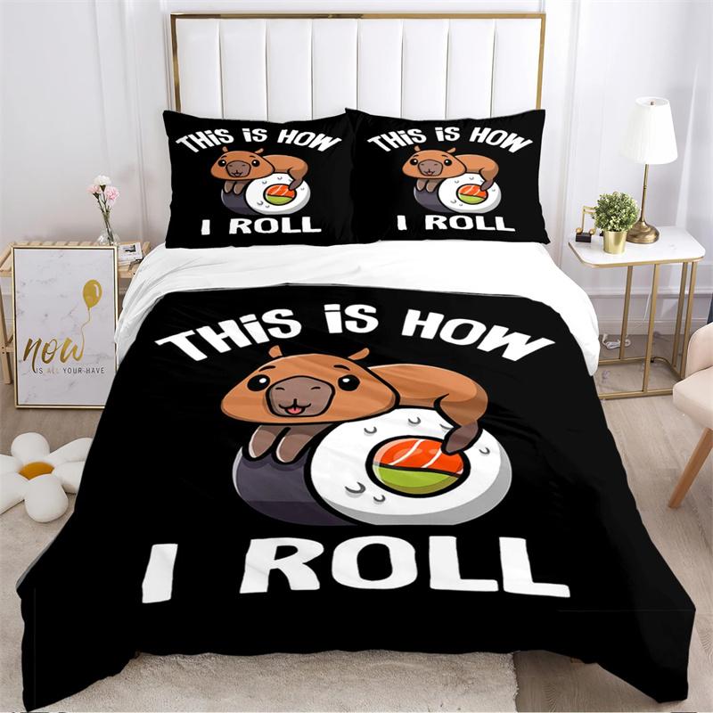 Cute Capybara Anime Kawai All Season Duvet Cover Collection With Pillowcase Home Textile Twin Full Queen King ChildrenS Gift