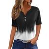 Жен. Футболка Футболка С принтом Пуговицы С короткими рукавами Повседневные Выходные Мода Классический V-образный вырез Обычный Верх
