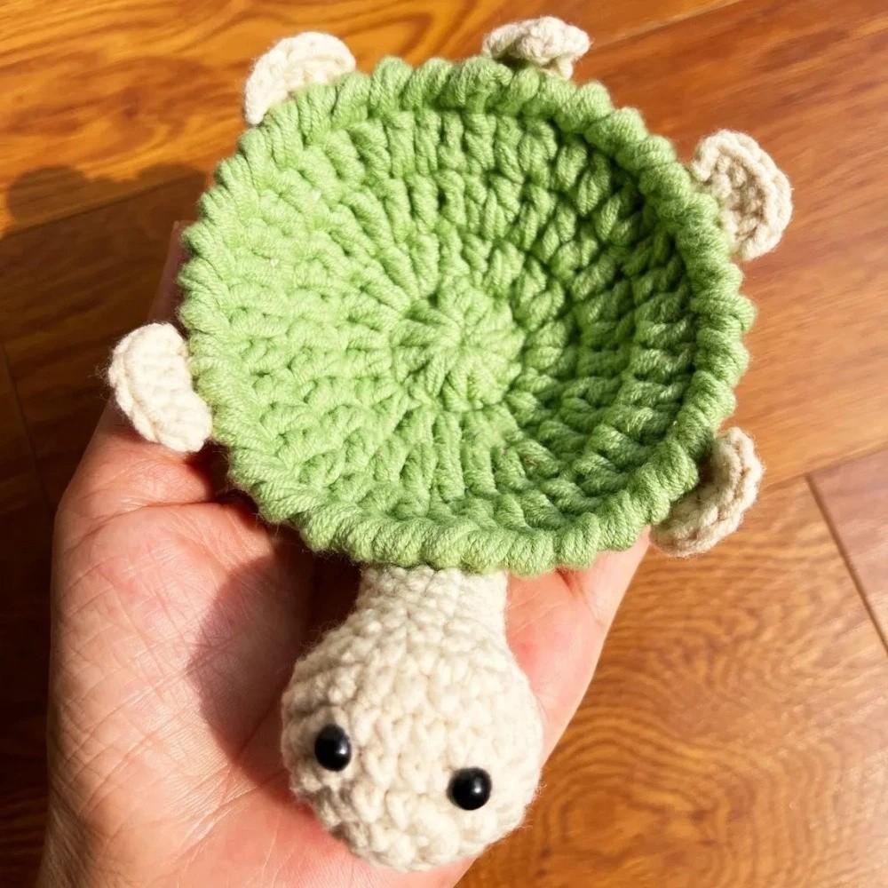Funny Knitted Cup Mat Hand Woven Animal Drink Coaster Crochet Turtle Coaster Restaurant Table