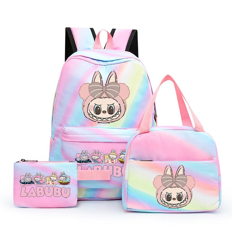 3Pcs/set Printed Backpack with Lunch Bag Pencil Case Student Teenager Boy Girl Bagpack Women's Backpack Set Travel Bag