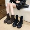 Модные женские сапоги, новые 2024 года, носки, туфли на квадратном каблуке, толстая подошва, увеличенный круглый носок, высокие каблуки, резиновые осенние женские сапоги с застежкой-молнией сзади