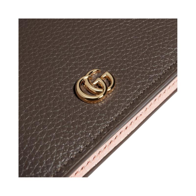 Gucci GG Marmont Signature Double G Metal Accessories Leather Wallet Small Women's Dark Taupe