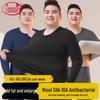Langsha Men's Plus Size Wool Silk Antibacterial Round Neck Thermal Underwear Set