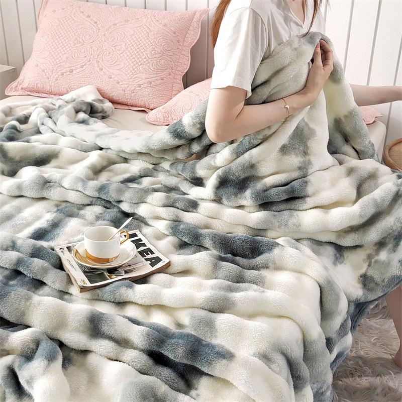 Colorful Gradient Bubble Velvet Rabbit Fur Blanket for Office or Sofa