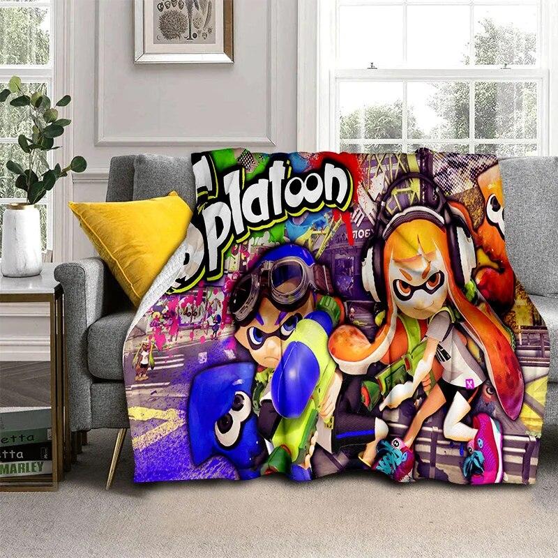 3D Games Splatoon,PC Gamer Cartoon Blanket,Soft Throw Blanket for Home Bedroom Bed Sofa Picnic Travel Office Cover Blanket Kids