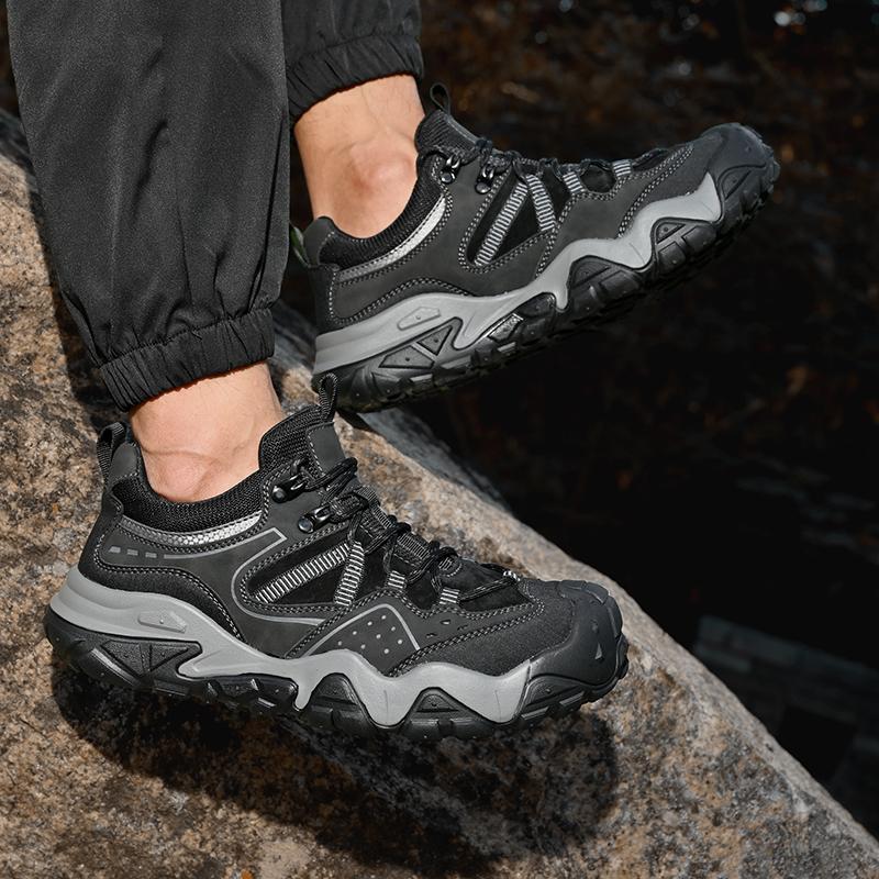 Fashion Lace-Up Genuine Leather Sneakers Fashion Non-slip Walk Footwear Luxury Brand Male Treking Footwear New Outdoor Men Hiking Shoes