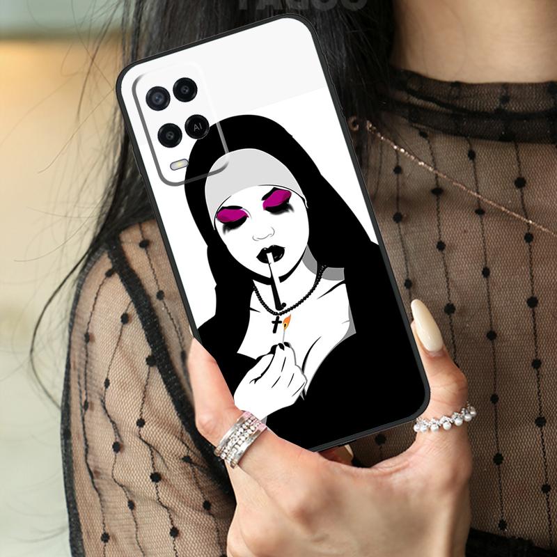 Sister Style Nun Sexy Girl Case For Oppo A74 A94 A54 A80 A60 A40 A18 A38 A58 A78 A98 A96 A76 A16 A15 A17 A57 A77 A5 Pro