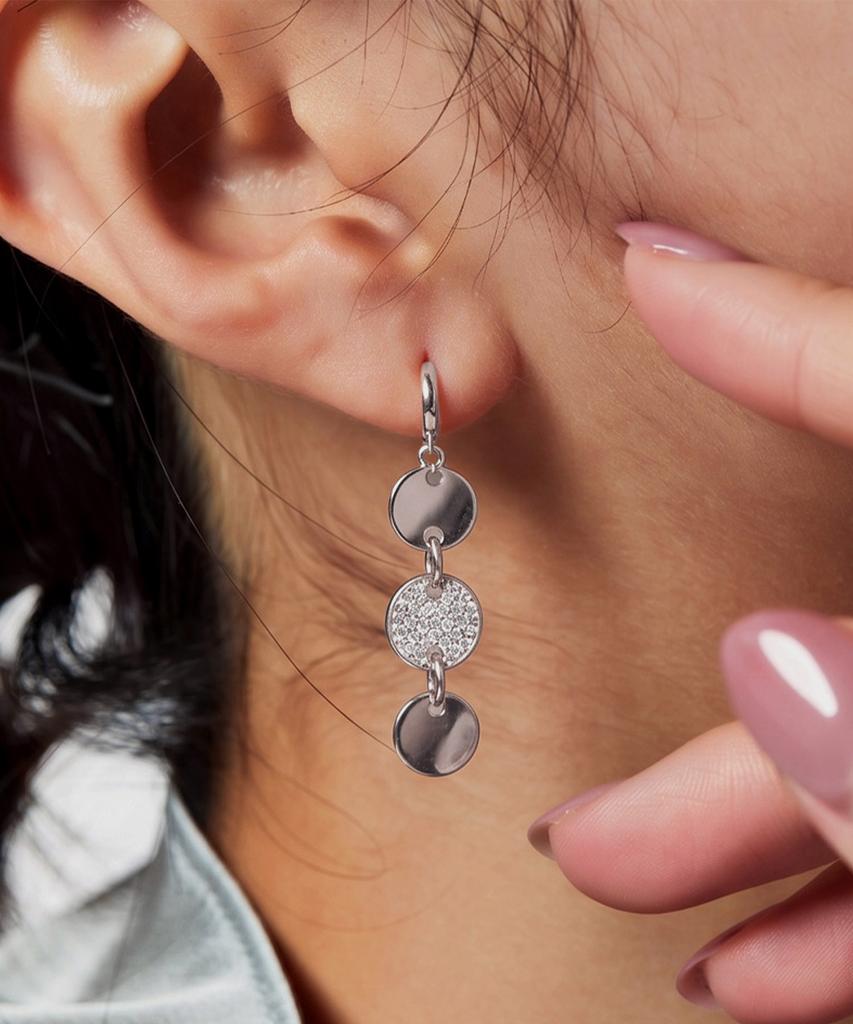 Helene Jewelry Серебряные серьги-подвески Vedir с одним замком, стерлинговое серебро 925 пробы