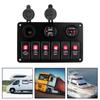 6 Gang Rocker Switch Panel Car Marine Circuit Breaker Dual USB Ports LED Digital Voltmeter DC 12V/24V ON/OFF Lights Waterproof