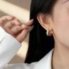 Серьги, Кольцо-серьга в ретро-стиле с цирконом в виде листа, Металлический стиль, Модные и универсальные серьги, Ощущение высокого качества, Простые и изысканные серьги.