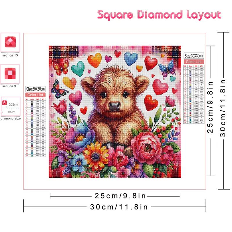 Diy Diamond Mosaic Animal Cow Full Diamond Painting Flower New Collection Art Home Decorative Rhinestone Pictures