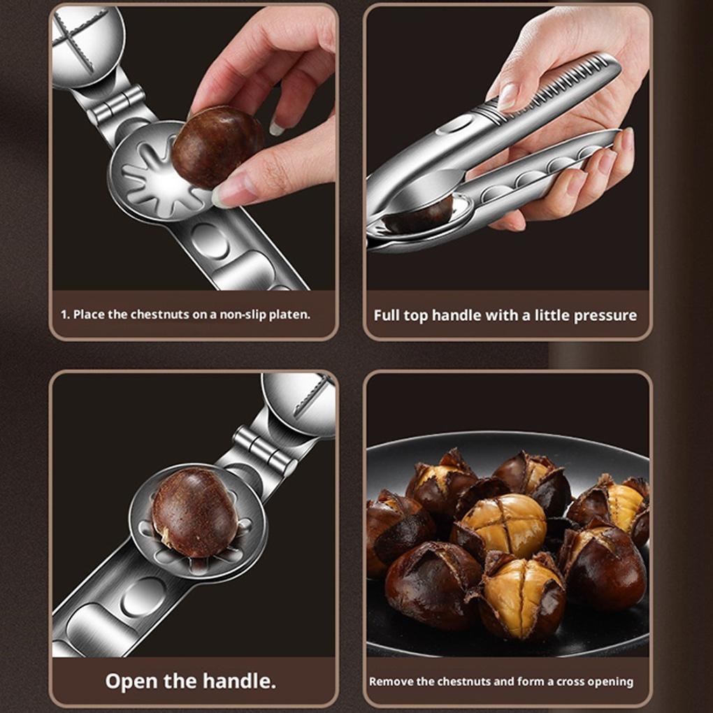 New Chestnut Clip Stainless Steel Shell Opener Nut Cracker Sheller Household Chestnut Peeling Walnut Pliers Cutter Kitchen Tools
