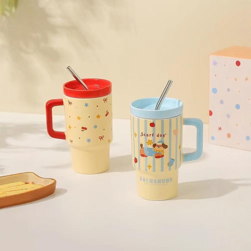 Large Capacity Ceramic Milk Cup Household Cute Drinking Cup Mug Birthday Gift Cup