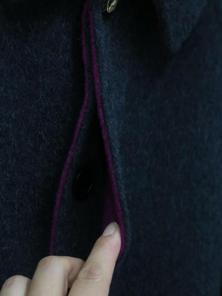 Двухцветное шерстяное пальто-кокон - Минималистичное, Высококачественное, Утепленное, Свободного кроя, Двустороннее