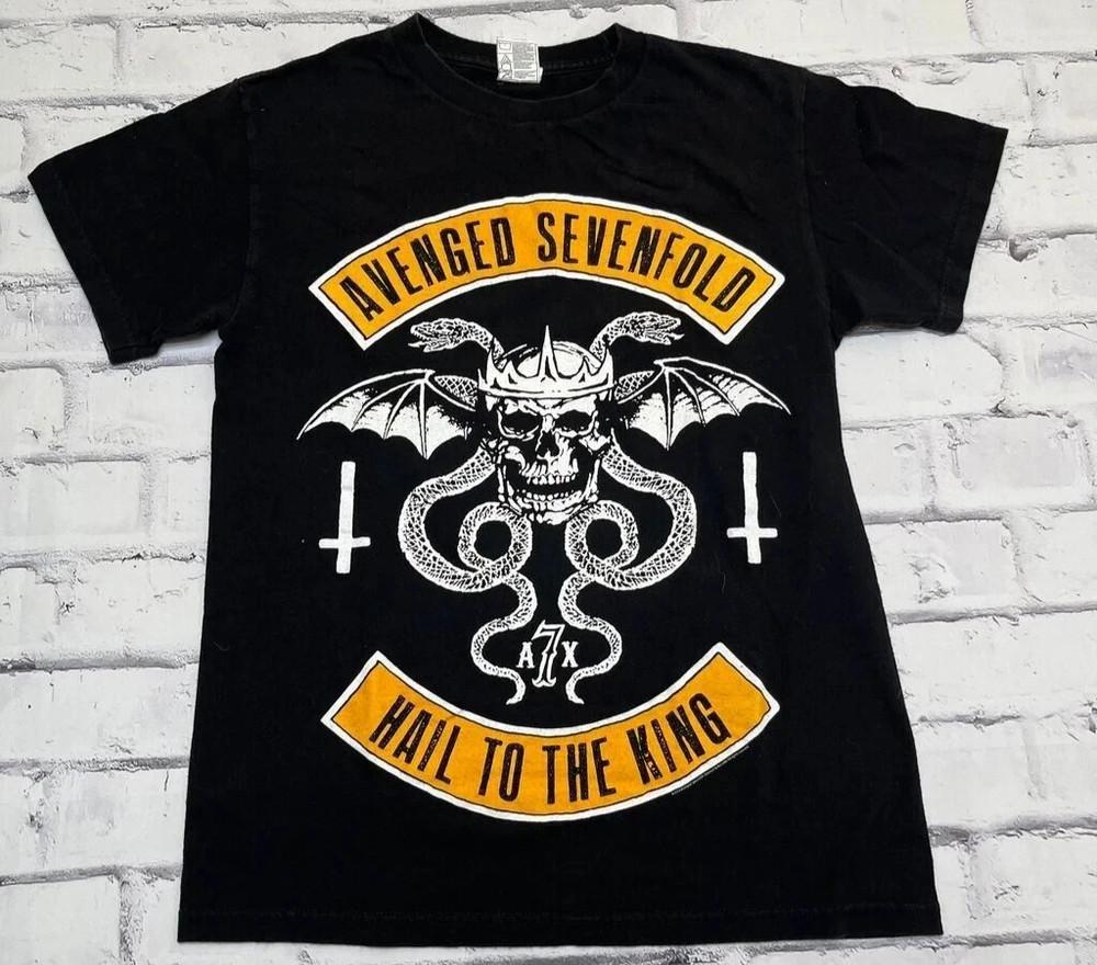 Avenged Sevenfold Shirt Small Black A7X Rock Band Upside Down Cross Skull Wings Unisex T-Shirt