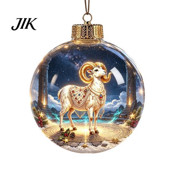 LED Christmas Tree Pendants Decorative Baubles, Luminous Acrylic Ball Pendant with 3D Winter Scene, Baubles for Holiday Trees Light Hanging Ornaments