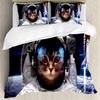 Милый пододеяльник с кошкой, размер твин, 3D животное, яркий красочный принт кошки, мягкий полиэстеровый комплект постельного белья для взрослых и подростков