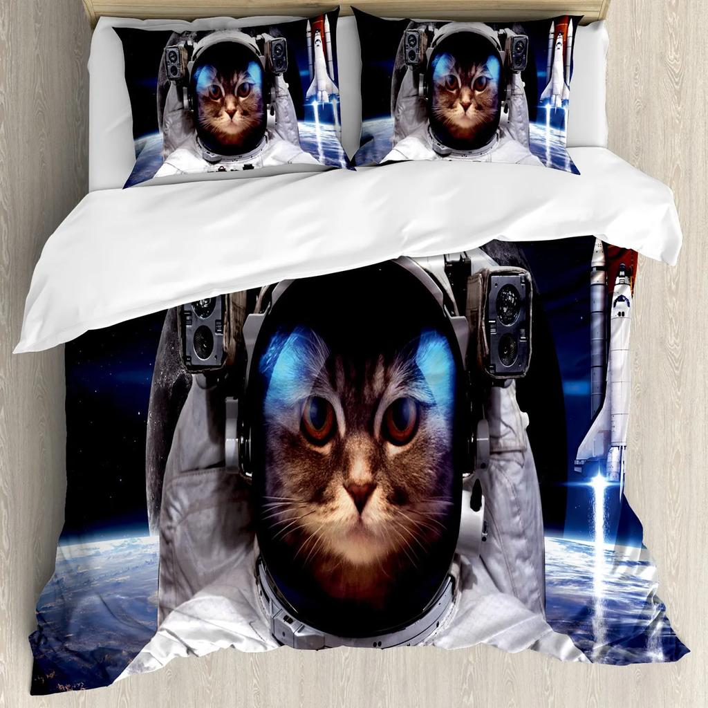 Милый пододеяльник с кошкой, размер твин, 3D животное, яркий красочный принт кошки, мягкий полиэстеровый комплект постельного белья для взрослых и подростков