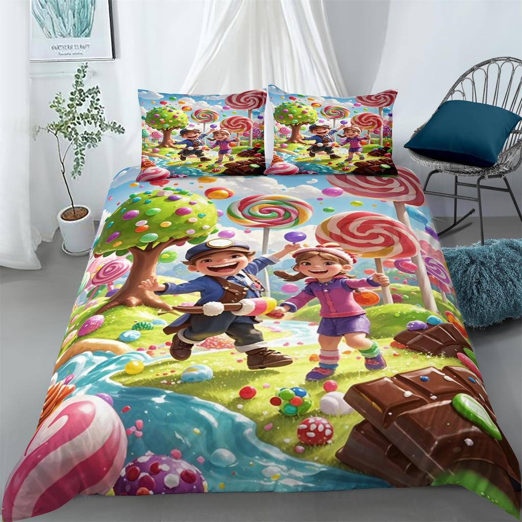 Радужный леденец Пододеяльник для детей мальчиков девочек Квин Легкие пододеяльники Сладкий тематический постельный набор Декор комнаты Без одеяла