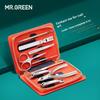 MR.GREEN Маникюрный набор 9 в 1 Профессиональный Практичный Комплект С кожаным чехлом Нержавеющая сталь Кусачки для ногтей Инструмент для личного ухода