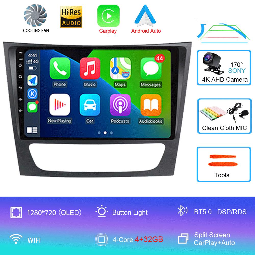 Для Mercedes-Benz E-класса W211/CLS-класса 2005-2008 2din Автомагнитола Android 14 Автомобильный мультимедийный плеер GPS WIFI Carplay DSP Монитор