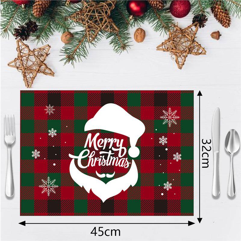 English Plaid Christmas Tree Heat Resistant Placemat, Imitation Linen Table Decoration