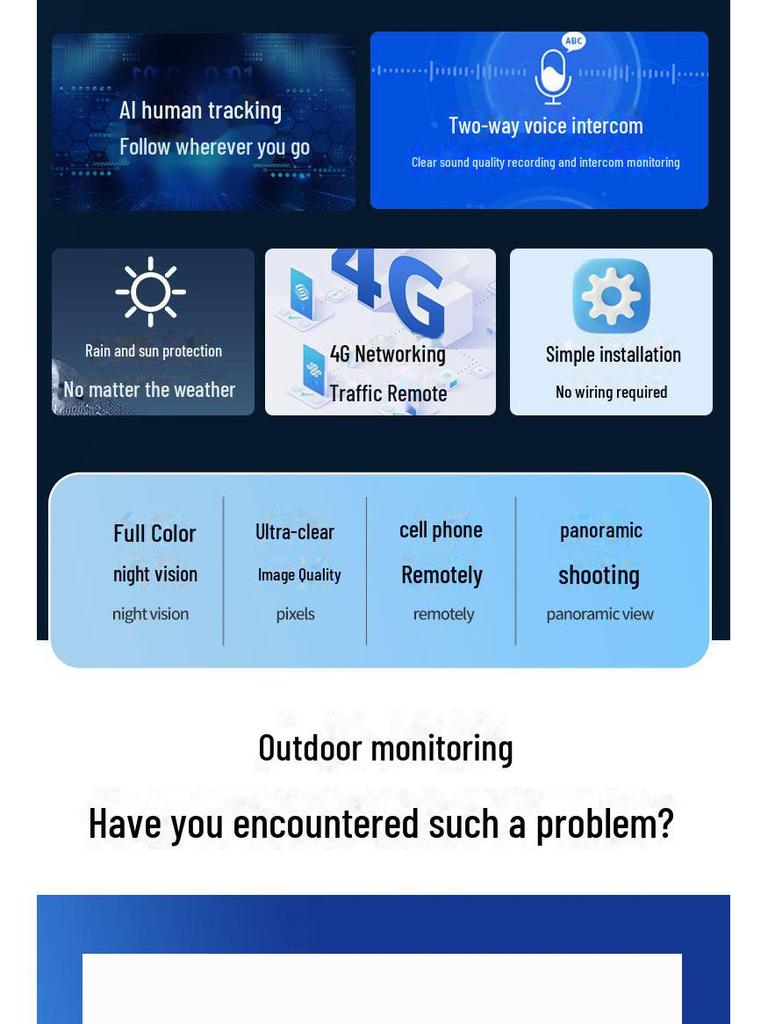 V380 T4 4G Wireless Solar Camera - Outdoor Waterproof HD Night Vision