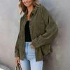 Женская повседневная однотонная свободная куртка с лацканами на пуговицах больших размеров