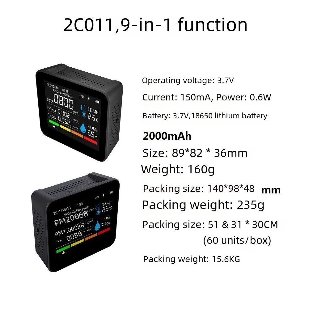 Bluetooth-детектор CO2 9-в-1 для контроля качества воздуха в доме