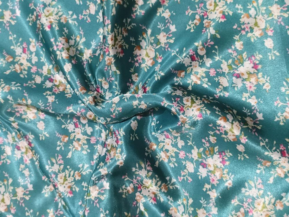 Большая Цветочная Ткань из Шелкового Сатина для Ципао, Подкладки и Ленты для Головного Убора