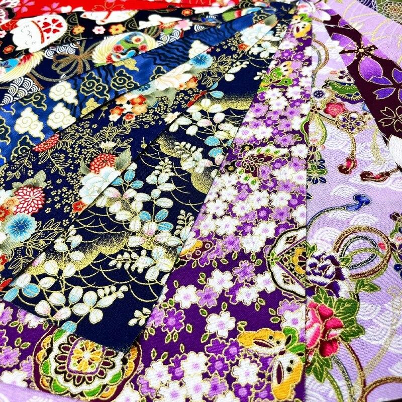 5 шт. Фиолетовый набивной узор 100% хлопок ткань чонсам ткань, DIY ручная работа кукольная одежда стеганая сумка домашний текстиль материал