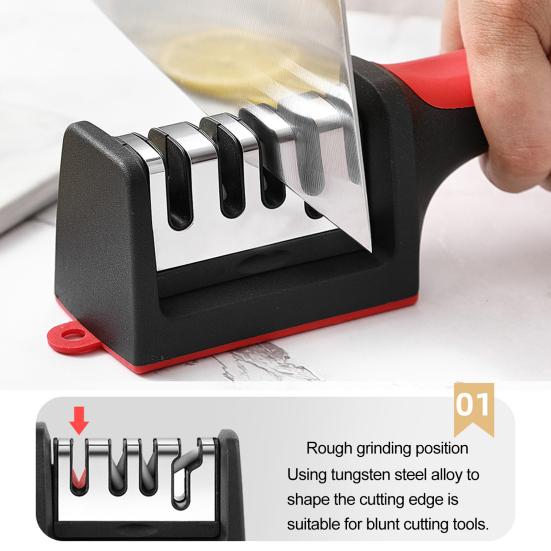 Kitchen Cutter Sharpener with 44989 Grooves Tungsten Steel Sharpener with Plastic Handle Multifunctional Manual Grinder for Scissors Cutter