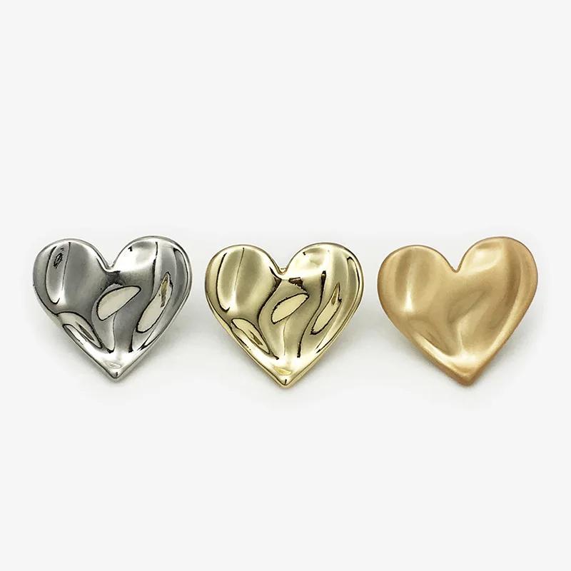 12Pcs/lot 15-23mm High End Irregular Heart-shaped Metal Button Sweater Suit Coat Decoration Heart-shaped Button
