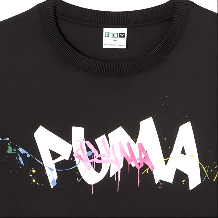 Puma Классический свитер с круглым вырезом и принтом FTP Letter, повседневная спортивная футболка с коротким рукавом в американском стиле, футболка унисекс, черная 625828-01