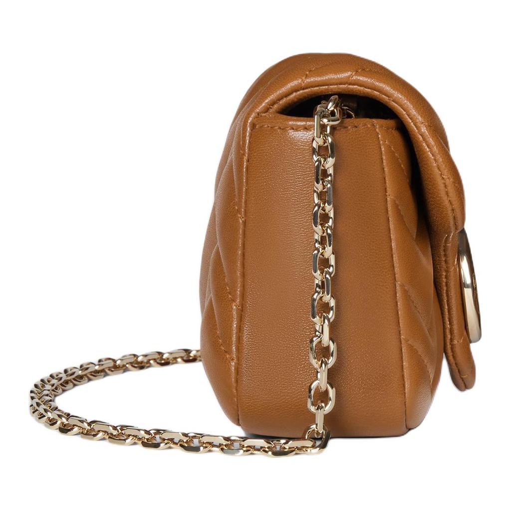 Gucci GG Marmont Brown Leather Chevron Quilted Mini Chain Crossbody Bag For Women Daily Use