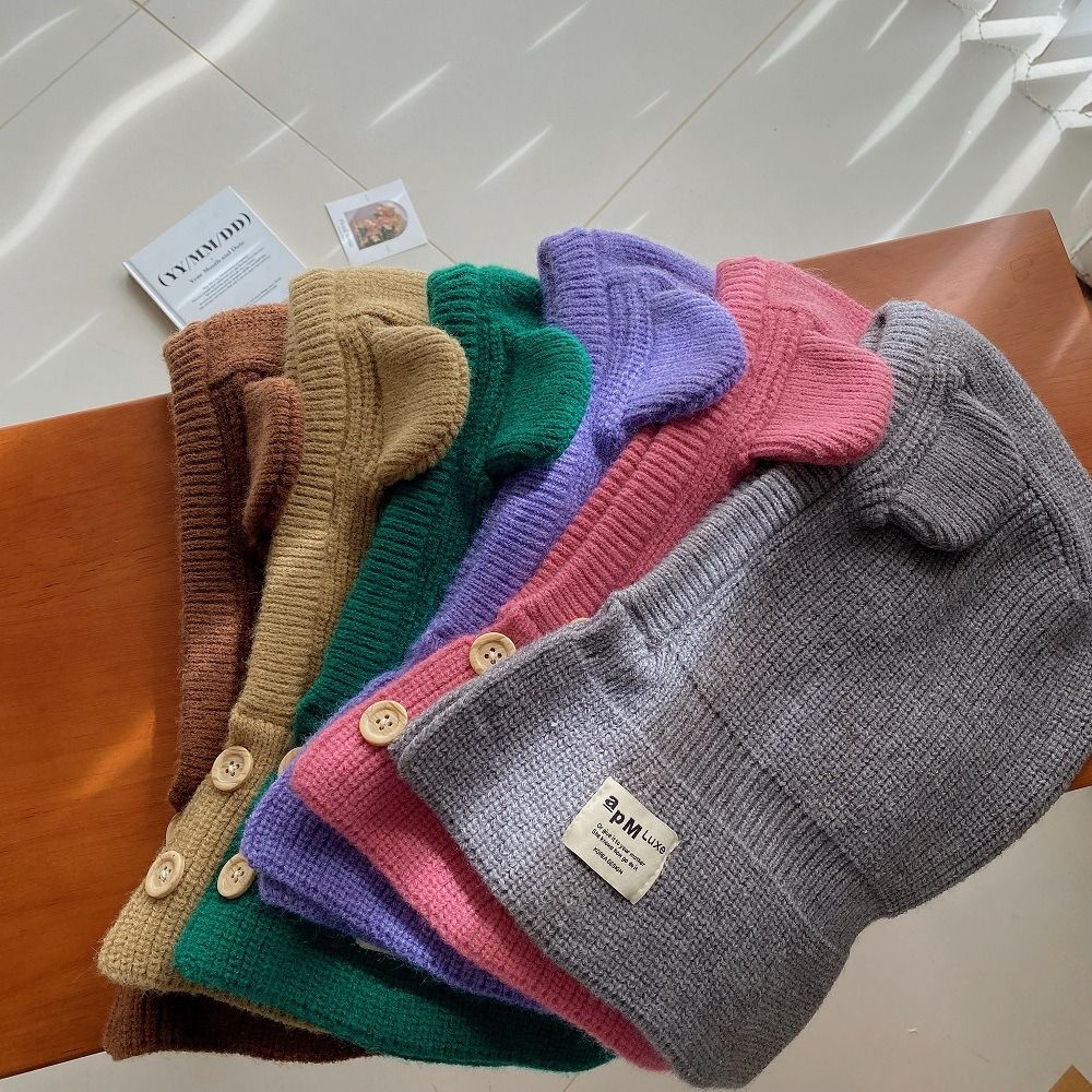 Soft Warm Baby Hooded Hat Boys Girls One Piece Scarf Cap Lovely Bear Ear Knit Hats Toddler