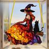 2D Плоская Акриловая Ведьма Цветная Украшение, Не Требуется Батареек/Электричества, Уникальное Внутреннее/Наружное Украшение, Многоцелевое Традиционное