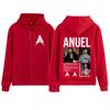 Rapper Anuel AA Album Tour  Vintage Graphic Zipper Hoodie Men Women Fashion Long-sleeved Casual Hip-hop Zip Up Sweatshirts