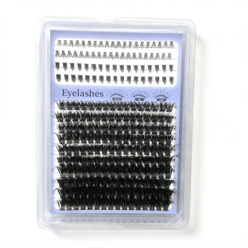 Russian Fluffy Curly Individual Lash Clusters 150P DIY Self-application False Eyelashes Dense Eye Makeup