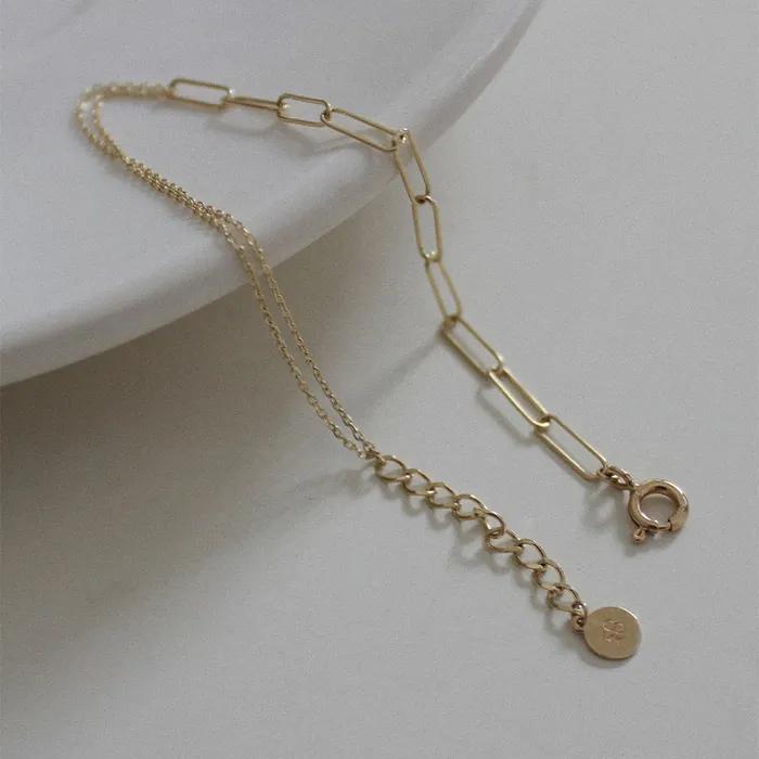 14k double chain half clip bracelet