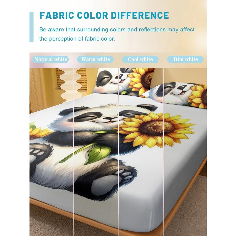 1 Мультяшное Милое Животное Панда С Цифровой Печатью Матовое Натяжное Простыня, Наволочка С Принтом Для Спальни, Постельное Белье(Нет наволочки)