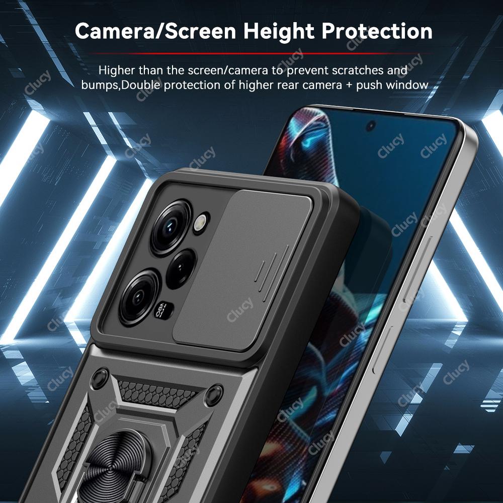For Xiaomi Mi Poco X5 X4 Pro Camera Shockproof Armor Case For Redmi Note 12 11 Pro 11S Car Magnetic Holder Ring Protect Cover