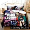 Anime Black Lagoon Bedding Set Duvet Cover Bed Set Quilt Cover Pillowcase Comforter king Queen Size Boys Adult Bedding Set029963