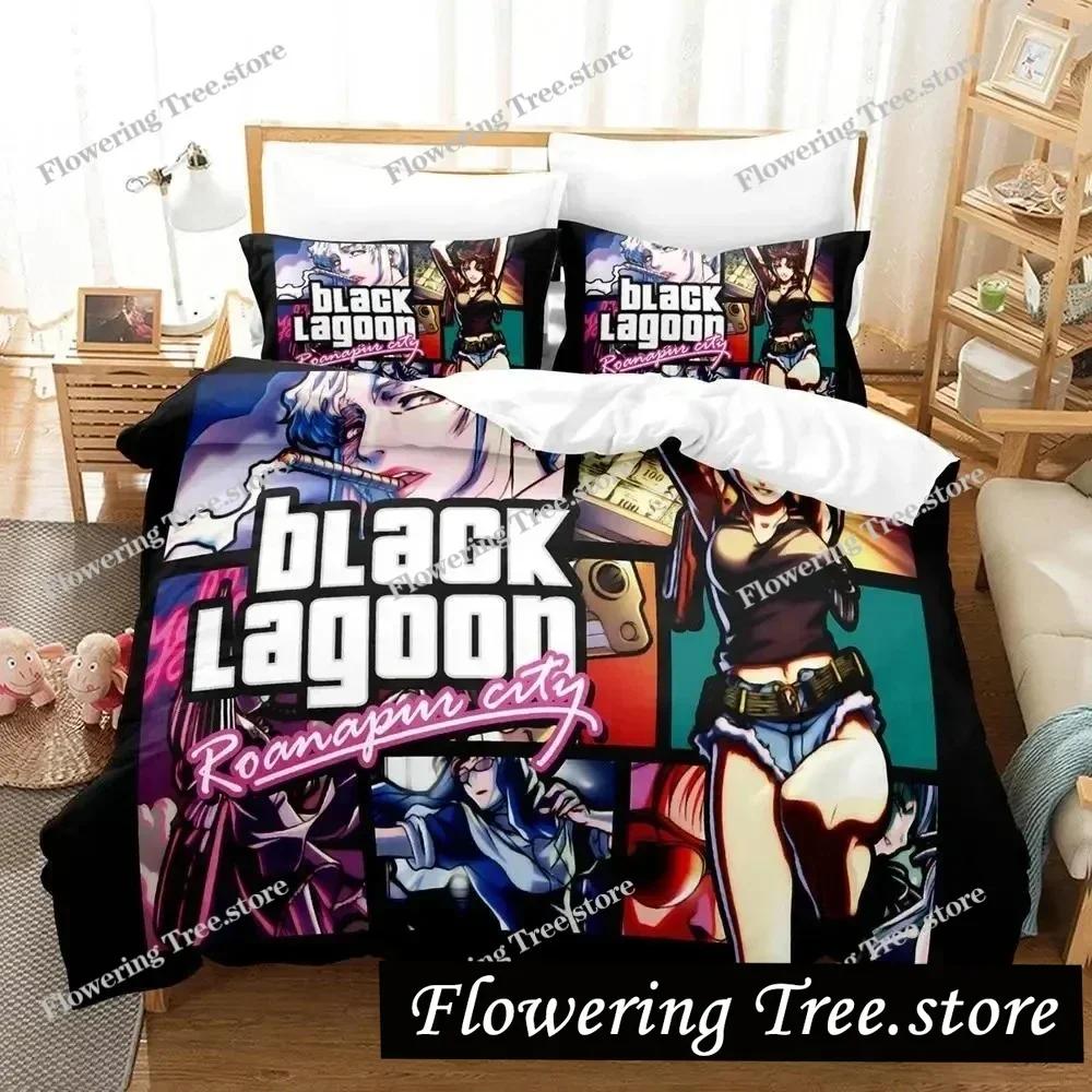 Anime Black Lagoon Bedding Set Duvet Cover Bed Set Quilt Cover Pillowcase Comforter king Queen Size Boys Adult Bedding Set029963